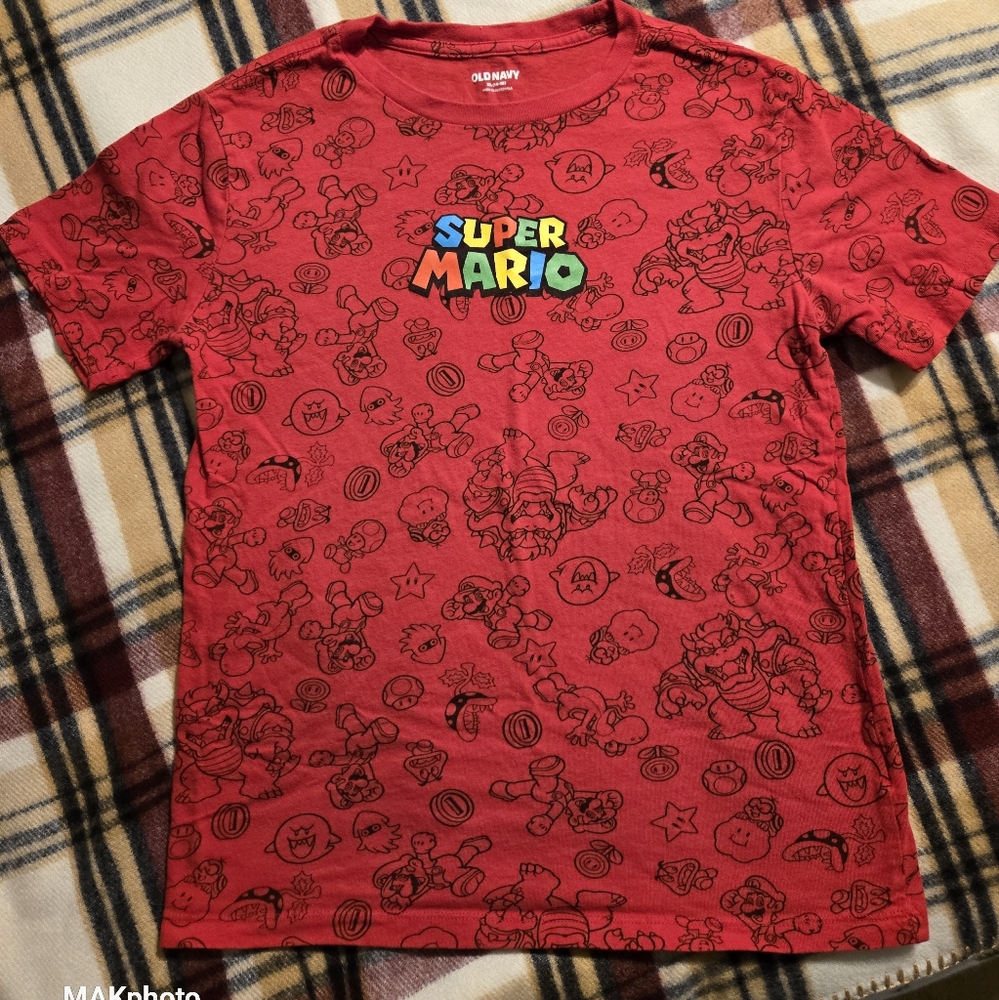 Super Mario Nintendo Kids Red T-Shirt Boys XL 14-16